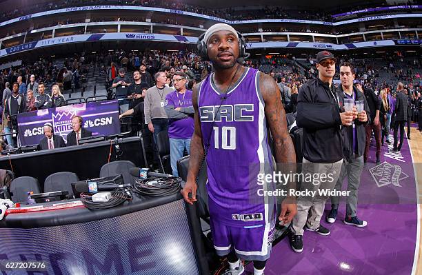 Ty Lawson of the Sacramento Kings speaks with media after defeating the Oklahoma City Thunder on November 23, 2016 at Golden 1 Center in Sacramento,...
