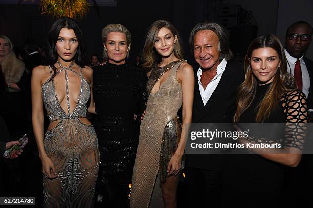 Bella Hadid, Yolanda Foster, Gigi Hadid, Mohamed Hadid and Shiva Safai attend the Victoria's Secret After Party at the Grand Palais on November 30,...