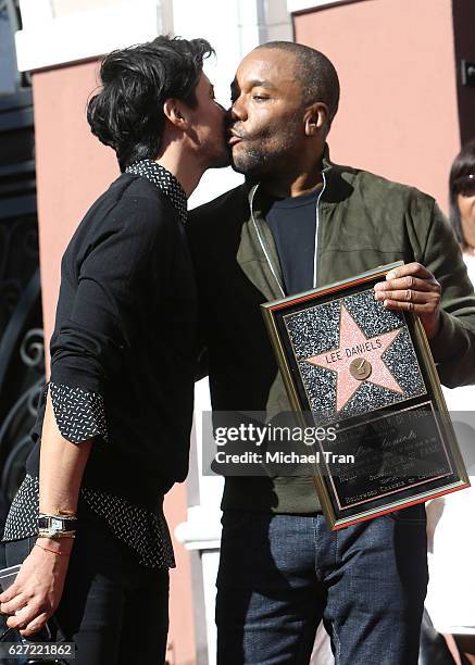 Lee Daniels and Jahil Fisher attend the ceremony honoring Lee Daniels with a Star on The Hollywood Walk of Fame held on December 2, 2016 in...