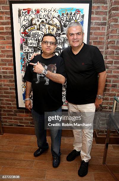 Mike Kalwani and CEO, Hublot Ricardo Guadalupe attend Hublot Cocktail Reception at Miami Design District on December 2, 2016 in Miami, Florida.