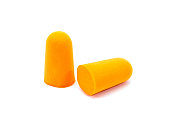 Ear plugs isolated on white background.Orange ear plugs isolated