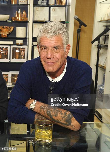 Anthony Bourdain attends Hey New York: Meet Anthony Bourdain + Eric Ripert book signing event for his book "Appetites: A Cookbook" at Williams-Sonoma...