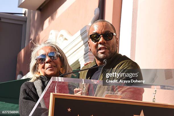 Lee Daniels with his mother, Clara Watson attend the ceremony honoring Lee Daniels with a Star on the Hollywood Walk of Fame on December 2, 2016 in...
