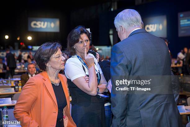 Emilia Mueller and Ilse Aigner looks on during at the annual CSU party congress on November 05, 2016 in Munich, Germany.