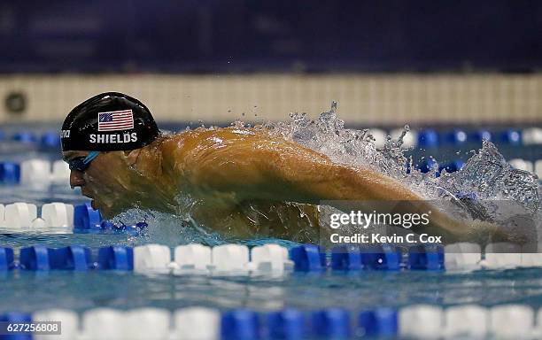 Tom Shields competes in the Men's 100 Yard Butterfly Finals during day three of the 2016 AT&T Winter National Championships at McAuley Aquatic Center...