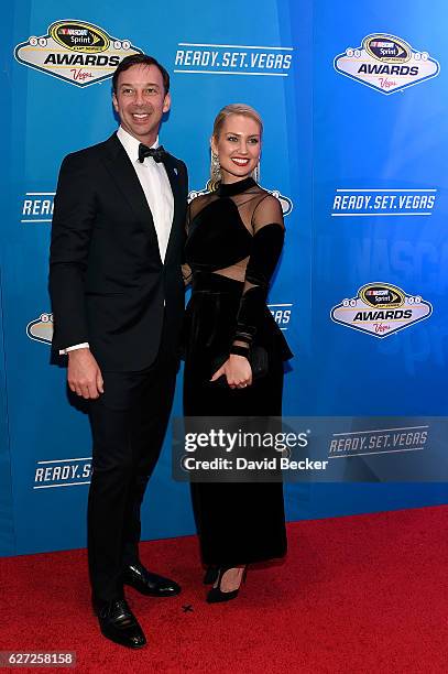 Sprint Cup Series Champion Crew Chief Chad Knaus and his wife Brooke Werner attend the 2016 NASCAR Sprint Cup Series Awards at Wynn Las Vegas on...