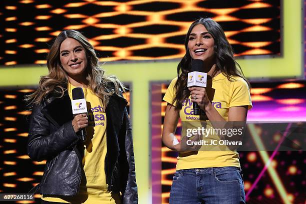 Tv personalities Galilea Montijo and Alejandra Espinoza speak onstage during TeletonUSA 2016 at Orpheum Theatre on December 2, 2016 in Los Angeles,...