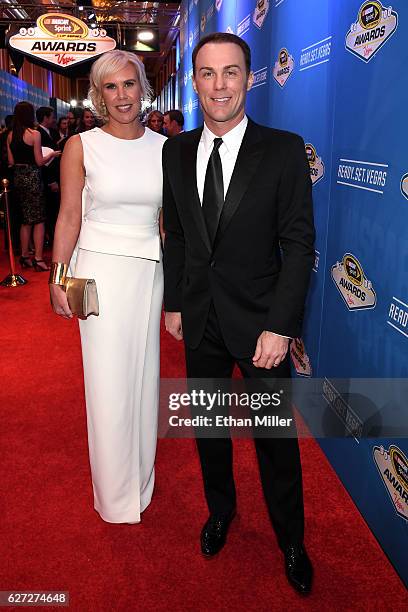 DeLana Harvick and her husband, NASCAR Sprint Cup Series driver Kevin Harvick, attend the 2016 NASCAR Sprint Cup Series Awards at Wynn Las Vegas on...