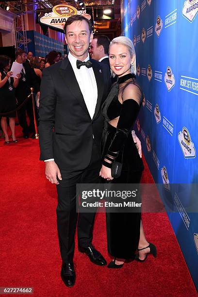 Sprint Cup Series Champion crew chief Chad Knaus and his wife Brooke Werner attend the 2016 NASCAR Sprint Cup Series Awards at Wynn Las Vegas on...