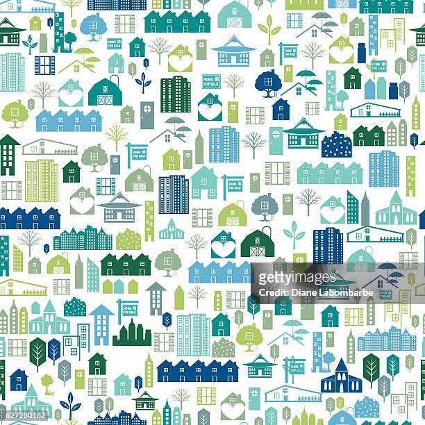 collage of real estate and architecture icons - image montage stock illustrations