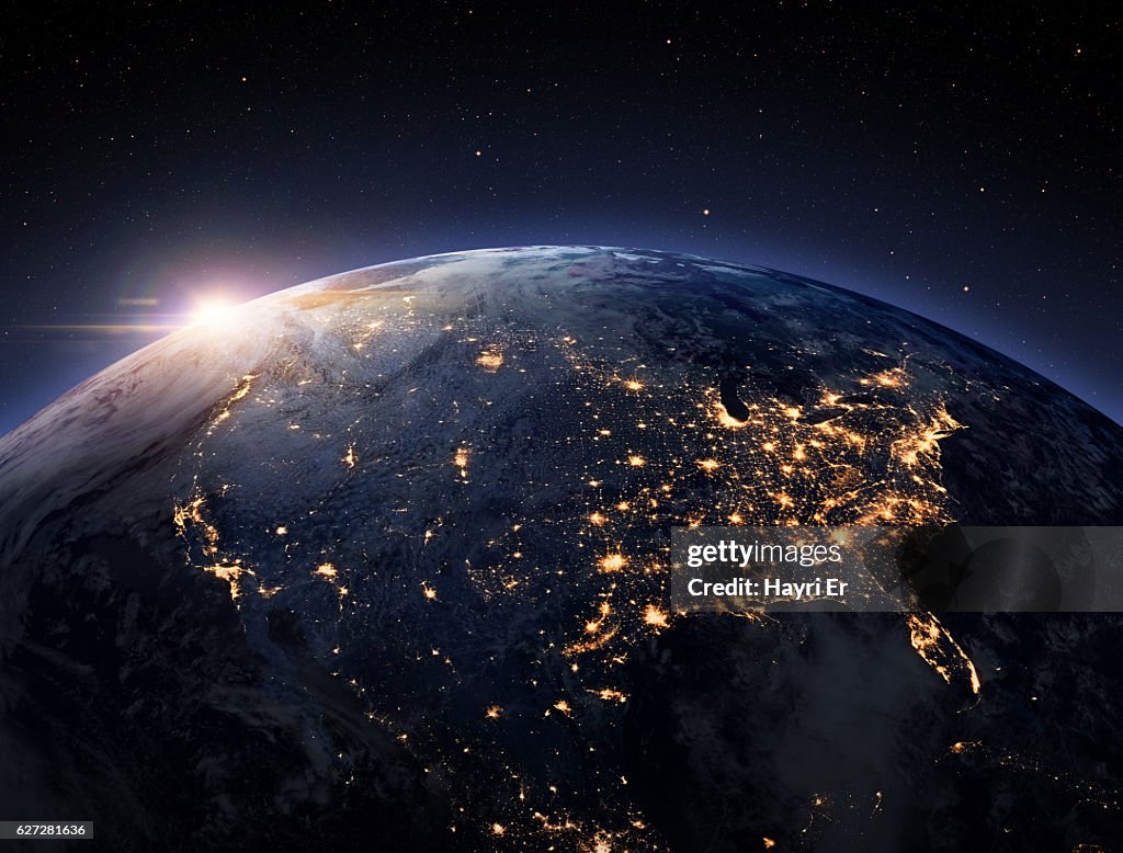 Earth night space