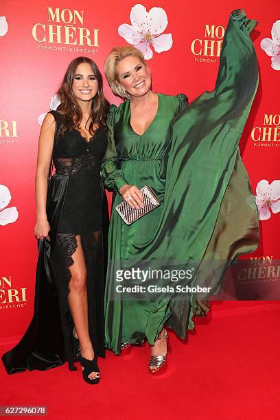 Claudia Effenberg and her daughter Lucia Strunz during the Mon Cheri Barbara Tag 2016 at Postpalast on December 2, 2016 in Munich, Germany.