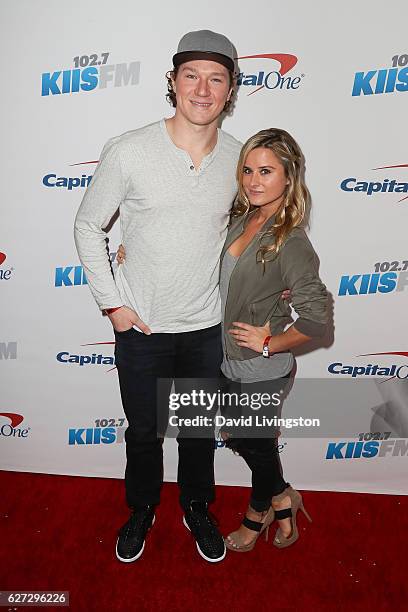 Kings player Tyler Toffoli and guest arrive at 102.7 KIIS FM's Jingle Ball 2016 at the Staples Center on December 2, 2016 in Los Angeles, California.