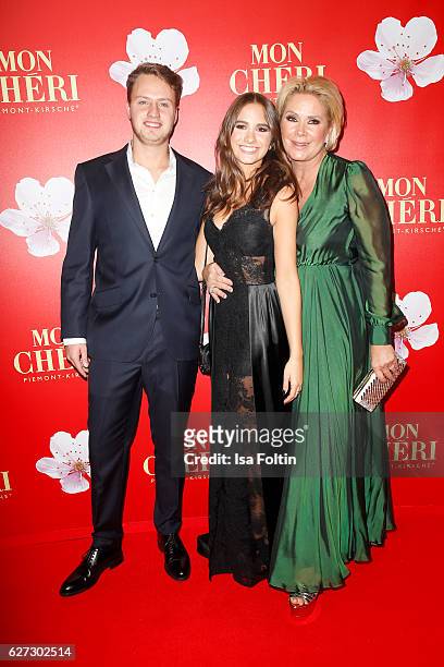 Lucia Strunz with her boyfriend Gabo and her mother Claudia Effenberg attend the Mon Cheri Barbara Tag at Postpalast on December 2, 2016 in Munich,...