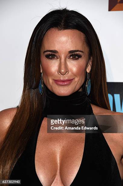 Television personality Kyle Richards arrives at the premiere party for Bravo Networks' "Real Housewives Of Beverly Hills" Season 7 at Sofitel Los...