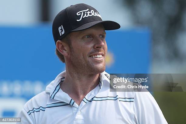 Andrew Dodt of Australia smiles during day three of the Australian PGA Championships at RACV Royal Pines Resort on December 3, 2016 in Gold Coast,...