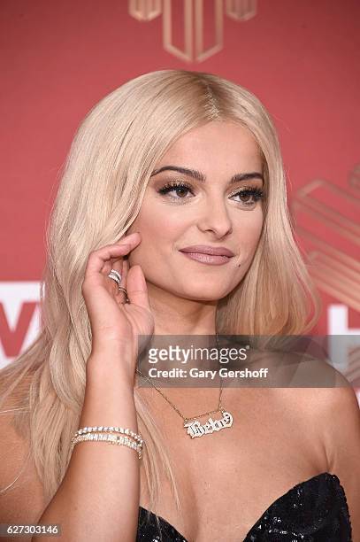 Singer/songwriter Bebe Rexha attends the 2016 VH1's Divas Holiday: Unsilent Night concert at Kings Theatre on December 2, 2016 in the Brookyn borough...
