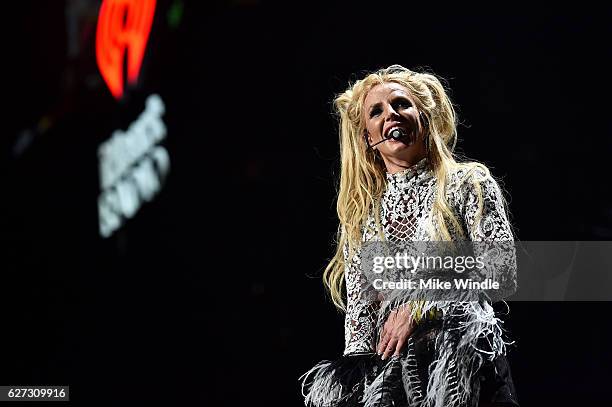 Singer Britney Spears performs onstage during 102.7 KIIS FM's Jingle Ball 2016 presented by Capital One at Staples Center on December 2, 2016 in Los...