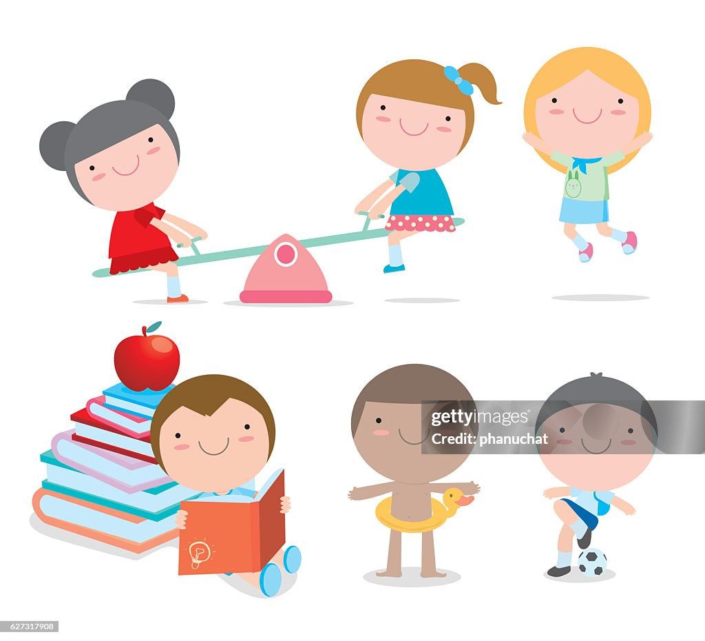 Niños De Dibujos Animados Felices Jugando Niños Jugando Sobre Fondo Blanco Vector Ilustración de stock - Getty Images Niños De Dibujos Animados Felices Jugando Niños Jugando Sobre Fondo Blanco Vector Ilustración de stock - Getty Images