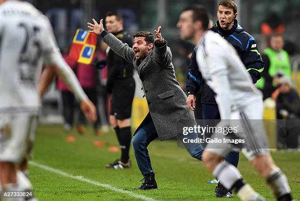 Marcin Kaczmarek coach of Wisla Plock gives instructions during the LOTTO Extraklasa match between Legia Warszawa and Wisla Plock on December 02,...