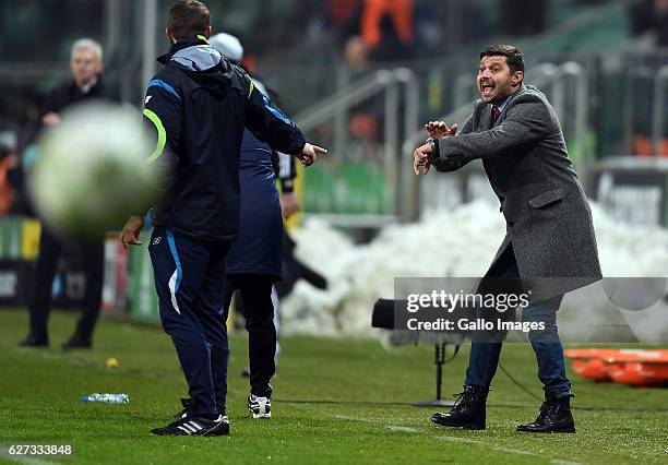 Marcin Kaczmarek coach of Wisla Plock gives instructions during the LOTTO Extraklasa match between Legia Warszawa and Wisla Plock on December 02,...