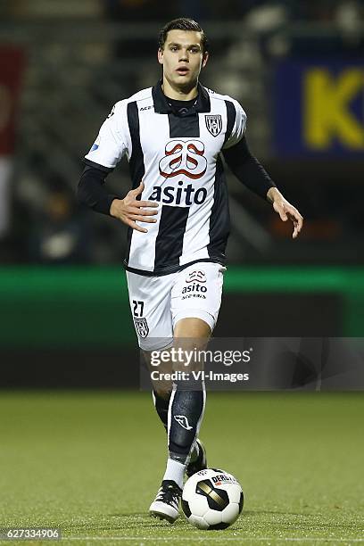 Justin Hoogma of Heracles Almeloduring the Dutch Eredivisie match between Heracles Almelo and NEC Nijmegen at Polman stadium on December 02, 2016 in...