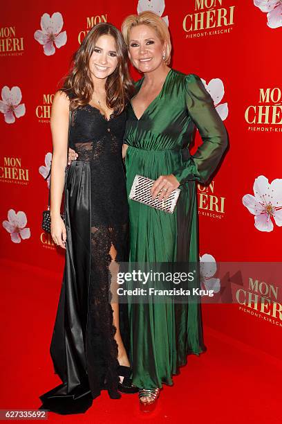 Lucia Strunz and her mother Claudia Effenberg attend the Mon Cheri Barbara Tag at Postpalast on December 2, 2016 in Munich, Germany.