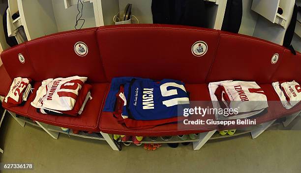 The dressing room of AS Bari prior the Serie B match between AS Bari and US Salernitana FC at Stadio San Nicola on December 3, 2016 in Bari, Italy.