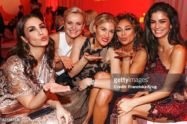 German actress Sila Sahin, Barbara Sturm, model and fashion blogger Hofit Golan, Lilly Becker and model Shermine Shahrivar attend the Mon Cheri...