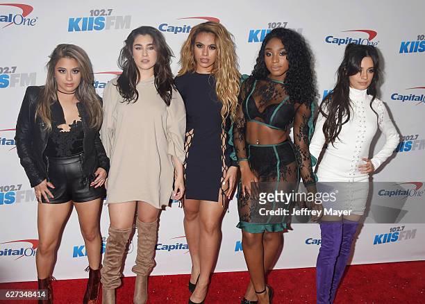 Singers Ally Brooke, Lauren Jauregui, Dinah Jane Hansen, Normani Hamilton and Camila Cabello of Fifth Harmony attend 102.7 KIIS FM's Jingle Ball 2016...