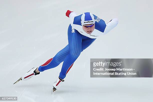 Olga Fatkulina of Russia competes in the Ladies 1000m during day two of ISU World Cup Speed Skating at Alau Ice Palace on on December 3, 2016 in...