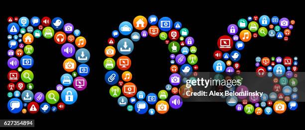 dog internet circle vector graphic illustration. - dog computer white background stock illustrations