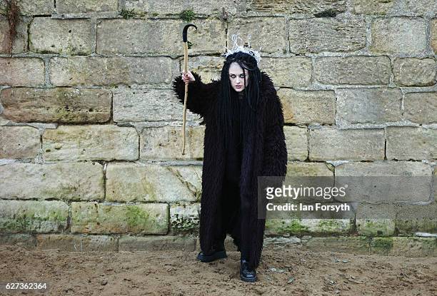 Alice Rowland from Whitby dresses as the folklore figure, Krampus, ahead of a charity event on December 3, 2016 in Whitby, United Kingdom. The...