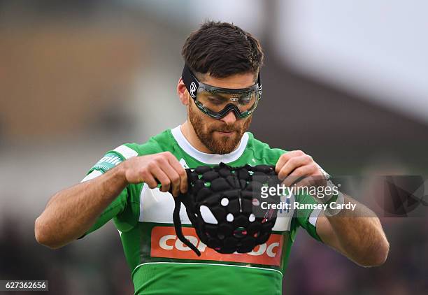 Galway , Ireland - 3 December 2016; Ian McKinley of Treviso puts on his protective goggles during the Guinness PRO12 Round 10 match between Connacht...