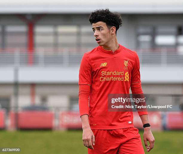 Curtis Jones of Liverpool during the Liverpool v Middlesbrough U18 Premier League game on December 3, 2016 in Kirkby, England.