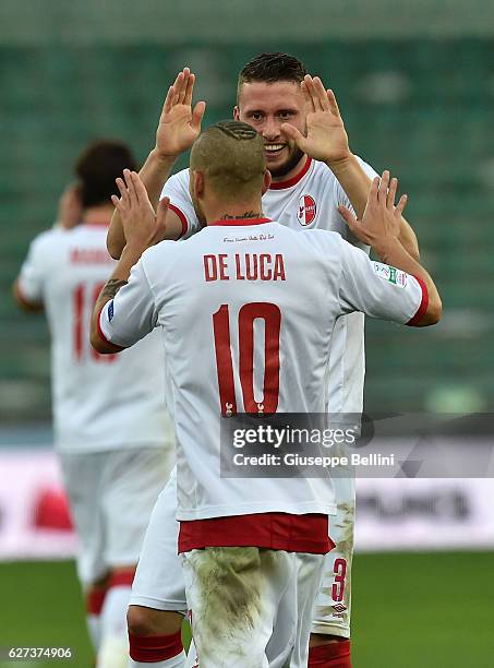 Fabio Daprela' of AS Bari celebrates after scoring the goal 2-0 during the Serie B match between AS Bari and US Salernitana FC at Stadio San Nicola...