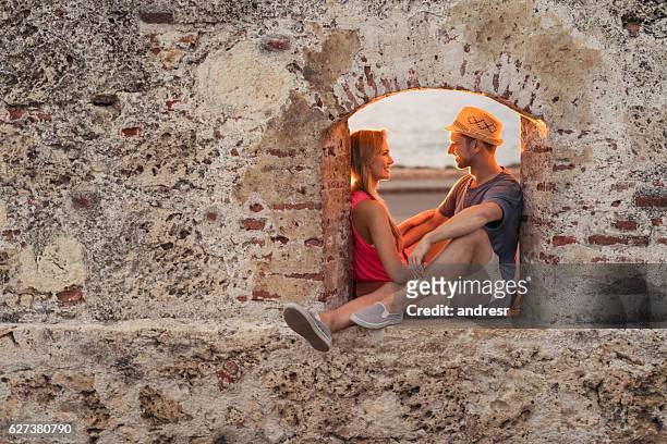 loving couple in cartagena - columbia stock pictures, royalty-free photos & images