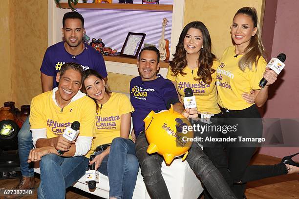 Johnny Lozada, Eliecer Marte, Lourdes Stephen, Carlos Calderon, Ana Patricia Gamez and Ximena Cordoba are seen during Univision's Teleton 2016 at...