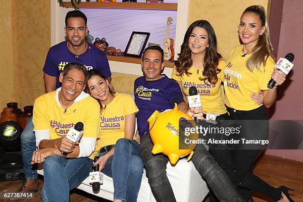 Johnny Lozada, Eliecer Marte, Lourdes Stephen, Carlos Calderon, Ana Patricia Gamez and Ximena Cordoba are seen during Univision's Teleton 2016 at...