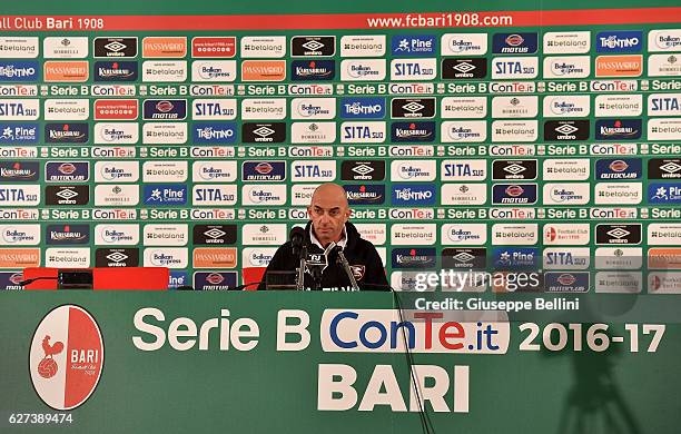 Alberto Bollini head coach of US Salernitana FC attends a press conference after the Serie B match between AS Bari and US Salernitana FC at Stadio...
