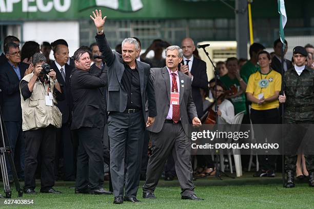 Tite , coach of the Brazilian national football team, attends the funeral of the players of Brazilian team Chapecoense Real killed in a plane crash...