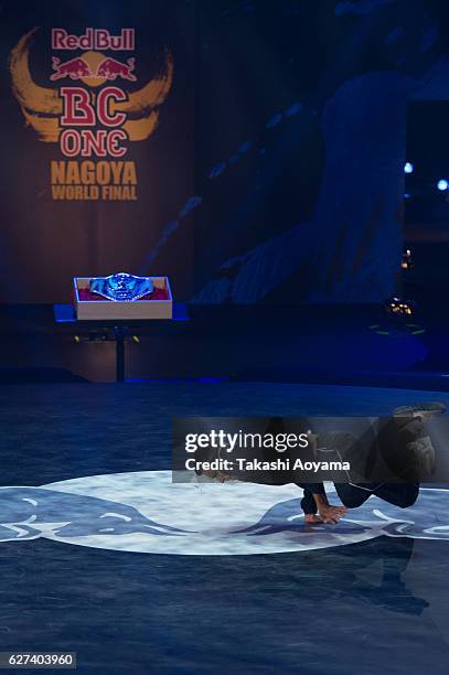 Victor of USA competes against Nori of Japan during the Red Bull BC One World Final Japan 2016 at the Aichi Prefectural Gymnasium on December 3, 2016...