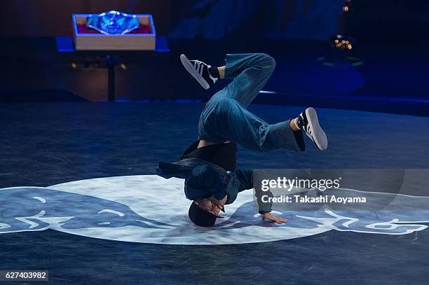 Nori of Japan competes against Victor of USA during the Red Bull BC One World Final Japan 2016 at the Aichi Prefectural Gymnasium on December 3, 2016...