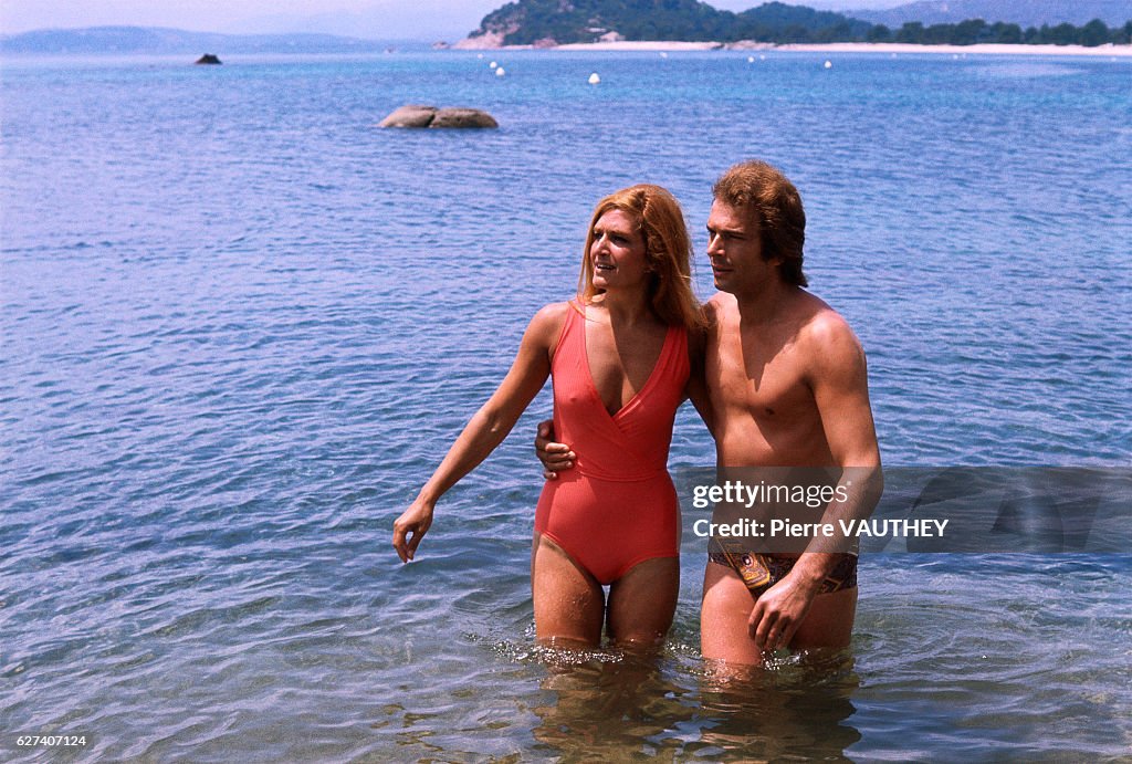 Singer Dalida on holiday in Corsica