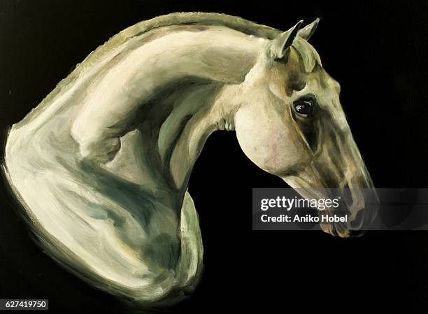 ilustrações de stock, clip art, desenhos animados e ícones de horse portrait painting - fine art painting