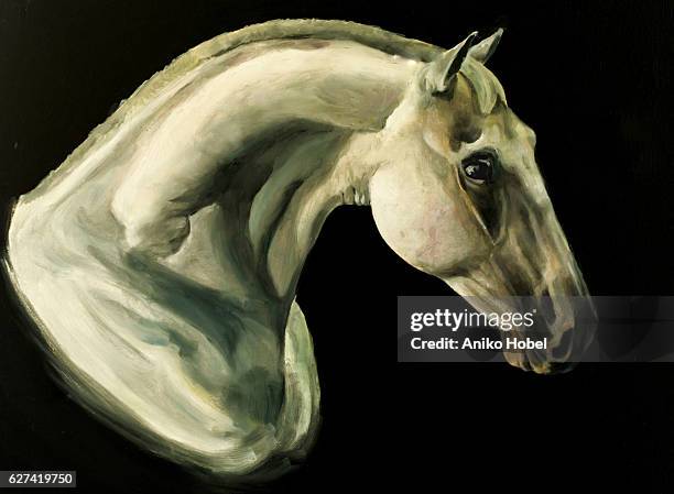 horse portrait painting - fine art painting stock illustrations