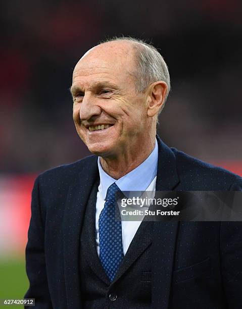 Former Sunderland player Dennis Tueart looks on during the Premier League match between Sunderland and Leicester City at Stadium of Light on December...