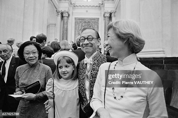 Acceptance of architect Ieoh Ming Pei at the Beaux-Arts fine arts academy. Pei's wife