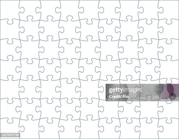 horizontale puzzle-vorlage - puzzleteil stock-grafiken, -clipart, -cartoons und -symbole