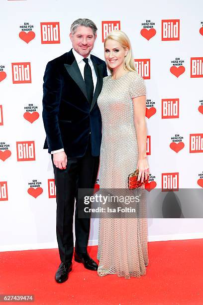 German news anchor Judith Rakers and her husband Andreas Pfaff attend the Ein Herz Fuer Kinder gala on December 3, 2016 in Berlin, Germany.